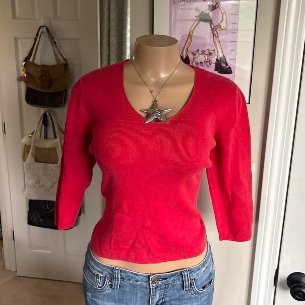 designers originals red long sleeve top